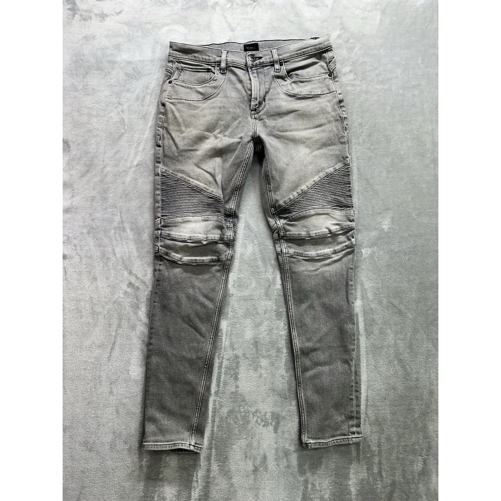 Hudson Ethan Skinny Biker Grey Men 34x33 Stretch Motorcycle Whiskering Grunge